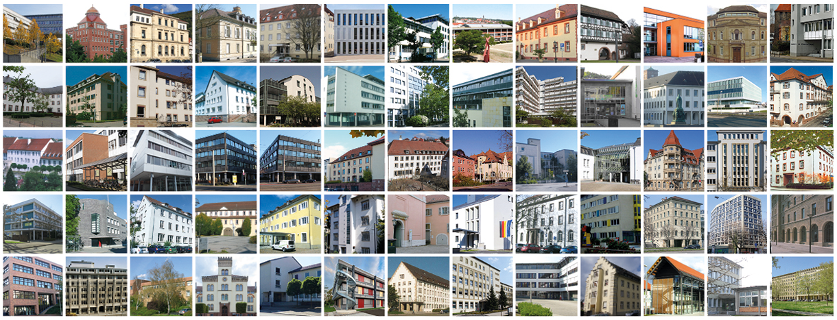 Foto mit den 65 Finanzämtern von Baden-Württemberg