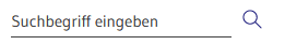 Bild der Suche - Wörter "Suchbegriff eingeben" in schwarzer Schrift, unterstichen und eine blaue Lupe daneben